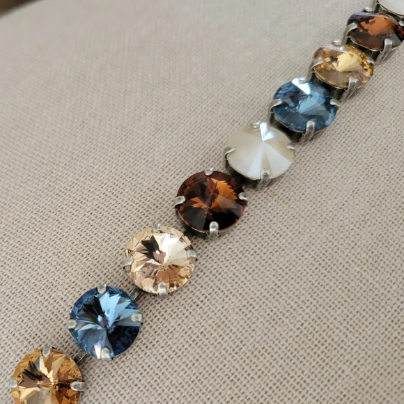 Austrian Crystal Tennis Bracelet in Antique Brass - Picture 4 of 8